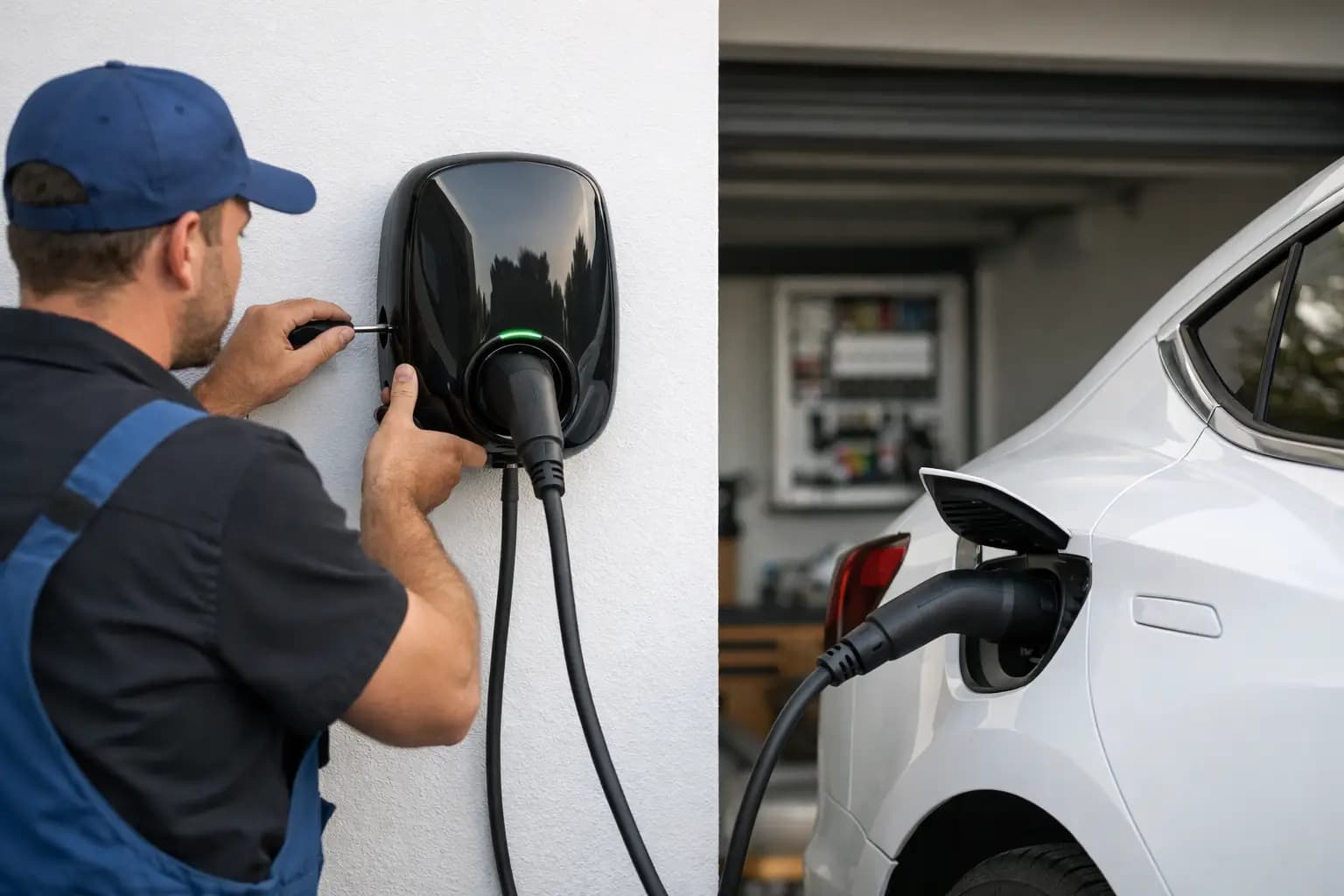 Instalação profissional de carregador elétrico