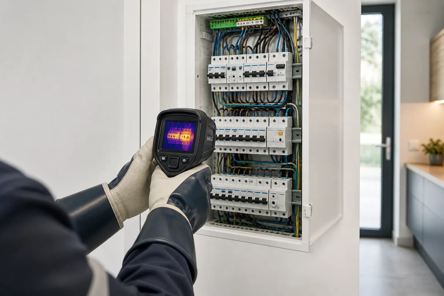 Diagnóstico profissional de um quadro elétrico com câmara térmica