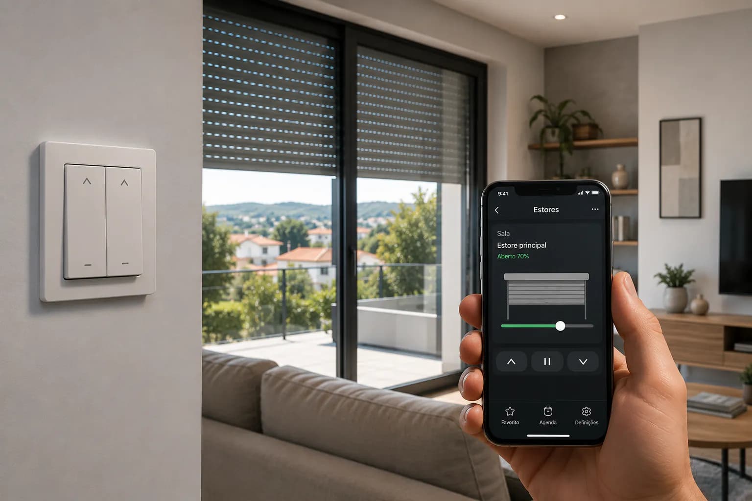 Controlo de estores elétricos através do telemóvel